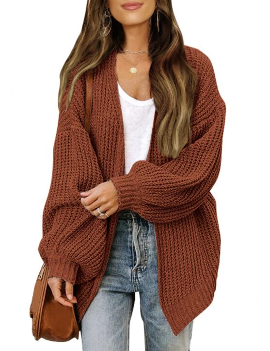 Long Sleeve Oversized Cardigan for  Women With Pockets - Image 2