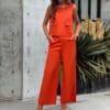 Sleeveless Wide-Leg Two-Piece Pantsuit - Image 3
