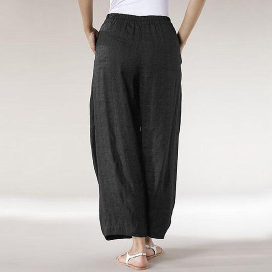 Women's Cotton Straight Leg Pants with Pockets - Image 5