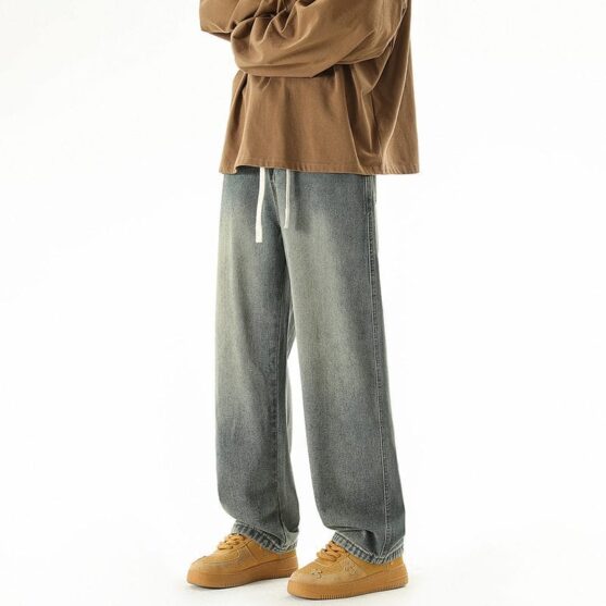 Men's Wide Leg Cotton Drawstring Pants - Casual Relaxed Fit