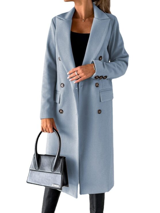 Double Breasted Long Coat For Women - Image 5