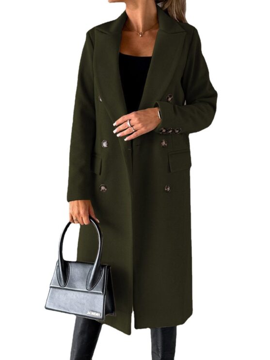 Double Breasted Long Coat For Women - Image 3