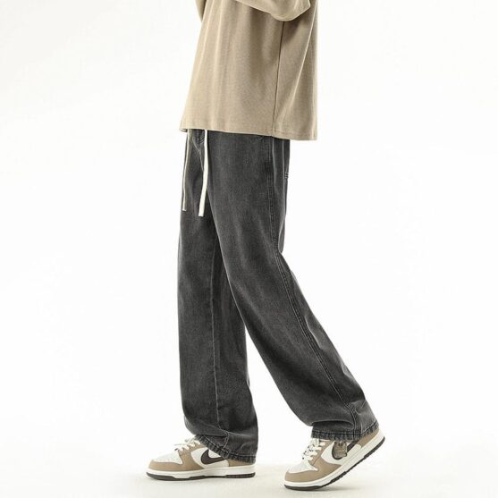Men's Wide Leg Cotton Drawstring Pants - Casual Relaxed Fit