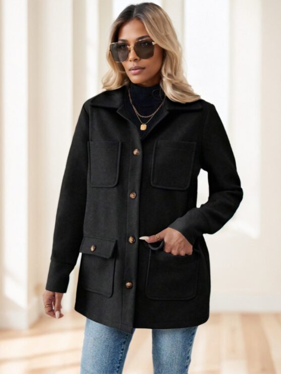 Women's Beige Button-Up Utility Jacket - Image 3