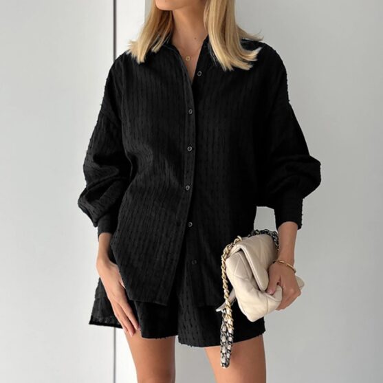 Cotton Button-Up Shirt and Shorts Set - Image 3
