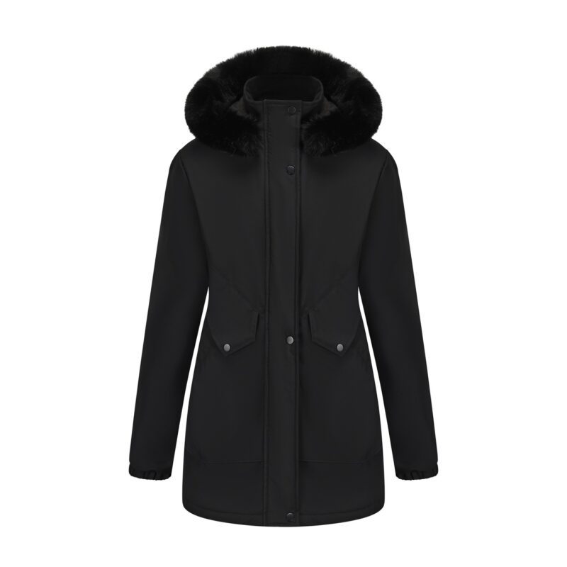 Best Women's Winter Parka Coat With Faux Fur Hood Mid Length