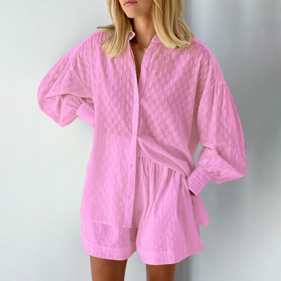 Cotton Button-Up Shirt and Shorts Set - Image 2