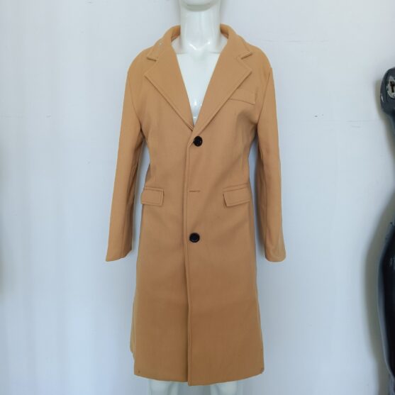 Mens Long Wool Coat - Grey - Image 7