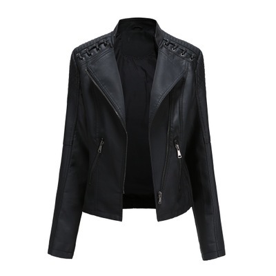 Women’s Leather Jacket with Lace-Up Shoulders Women’s Leather Jacket with Lace-Up Shoulders - Image 4