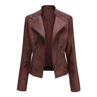 Women’s Leather Jacket with Lace-Up Shoulders Women’s Leather Jacket with Lace-Up Shoulders - Image 9