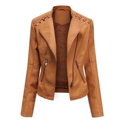 Women’s Leather Jacket with Lace-Up Shoulders Women’s Leather Jacket with Lace-Up Shoulders - Image 2