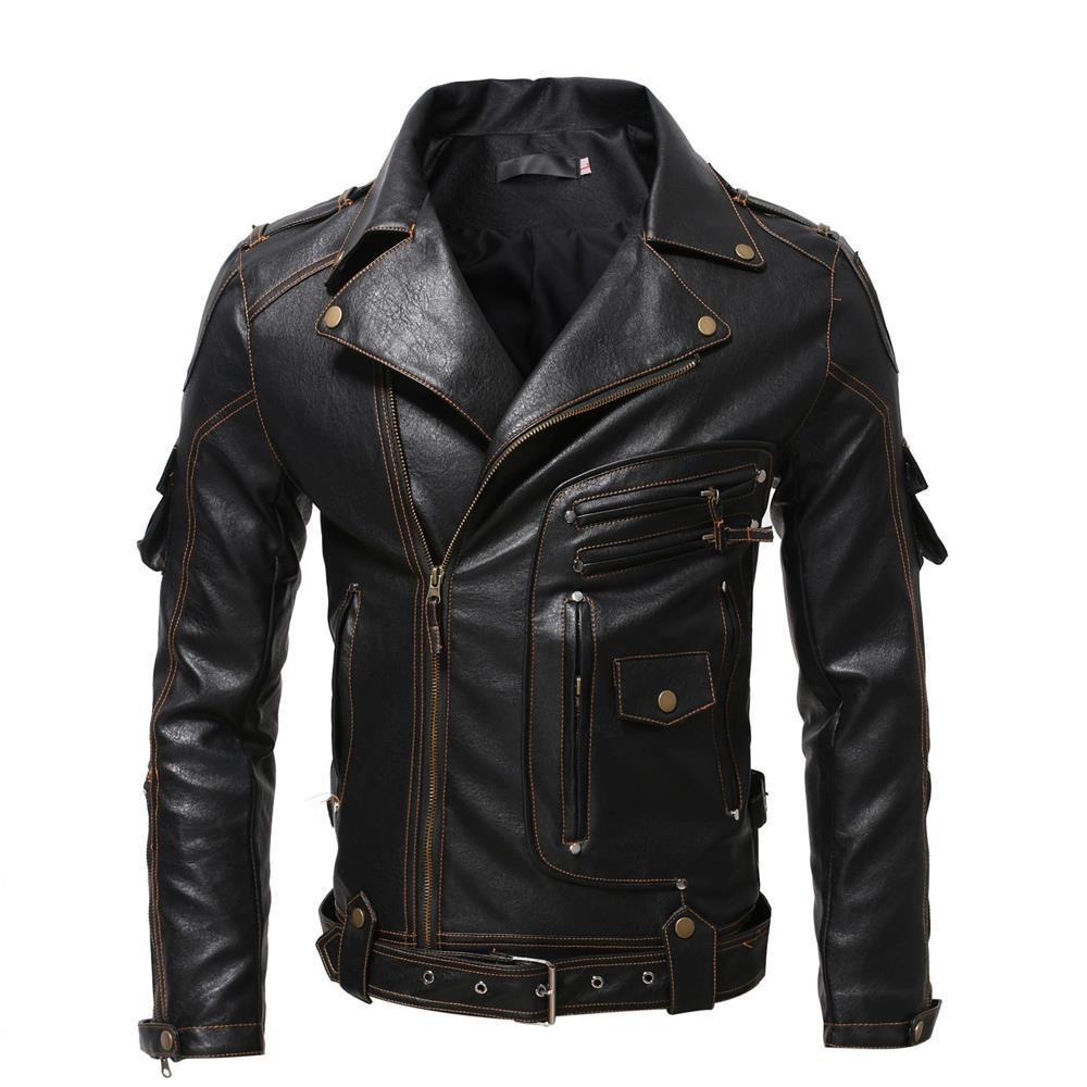 Men's Slim Fit Faux Leather Motorcycle Jacket Men's Slim Fit Faux Leather Motorcycle Jacket