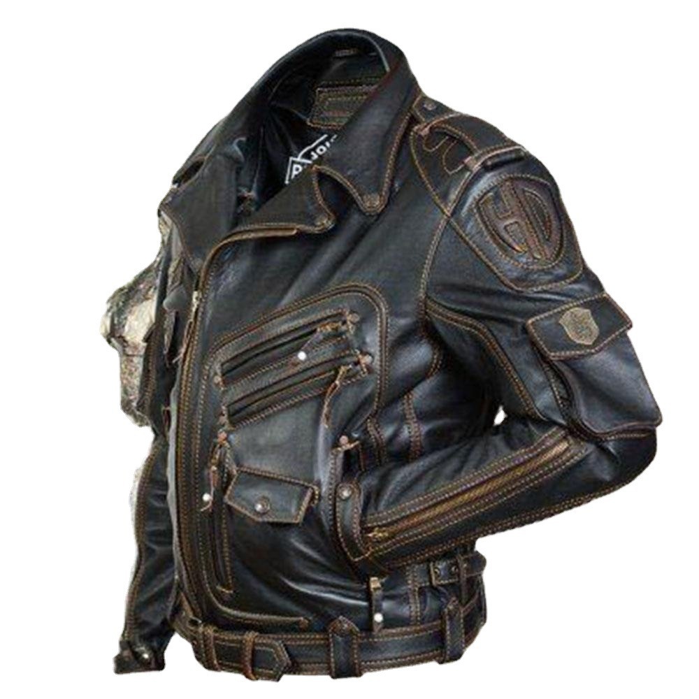 Men's Slim Fit Faux Leather Motorcycle Jacket Men's Slim Fit Faux Leather Motorcycle Jacket - Image 4