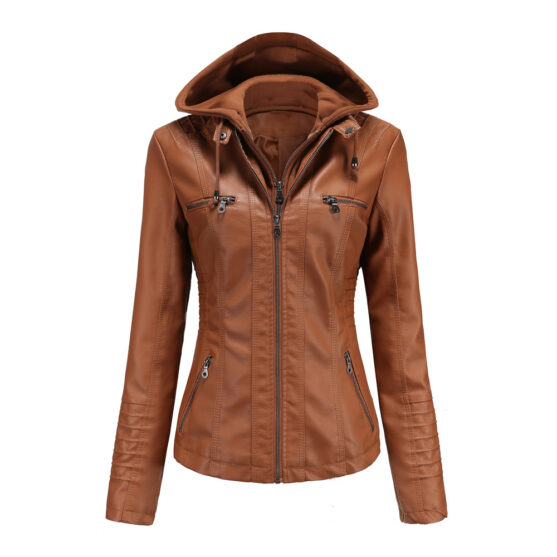 Women’s Leather Hooded Jacket