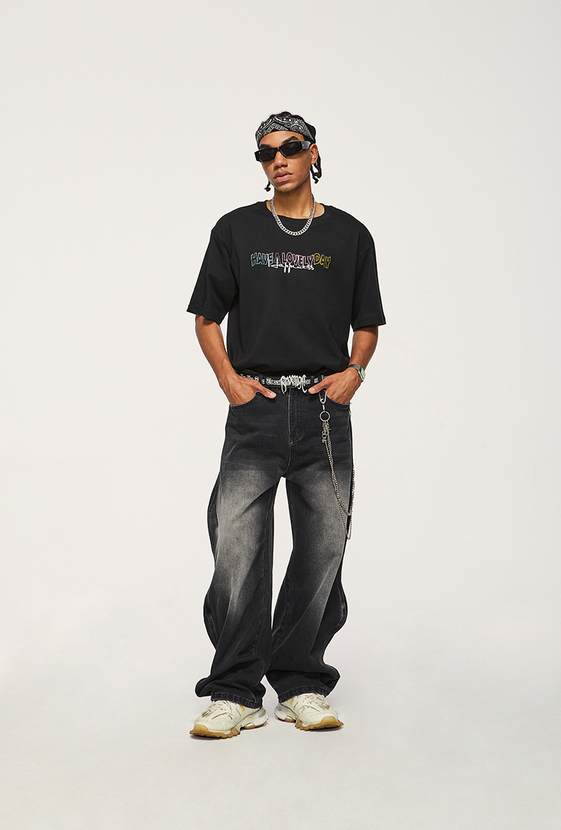 Men’s Loose Fit Washed Gradient Denim Pants Men’s Loose Fit Washed Gradient Denim Pants - Image 6