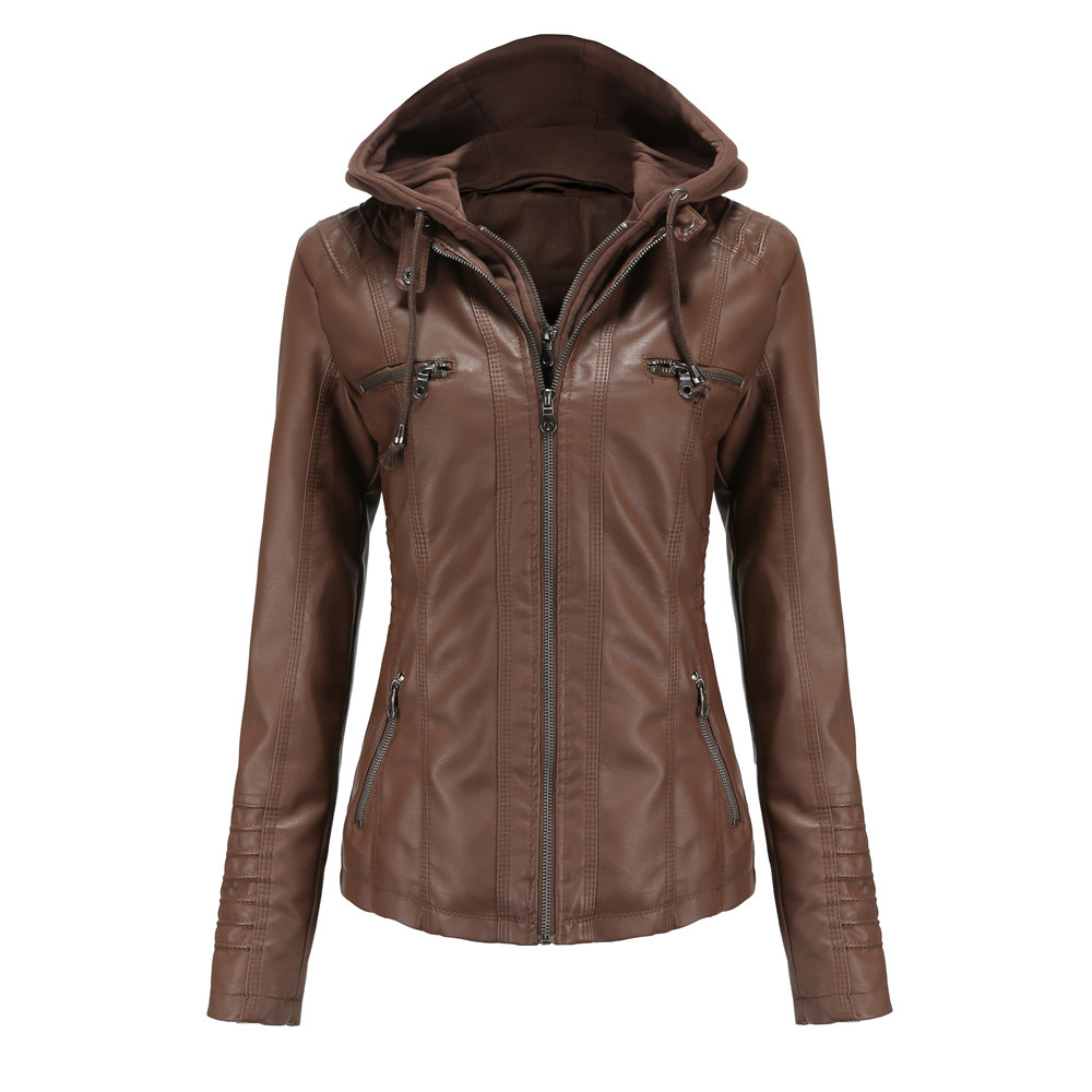 Women’s Leather Hooded Jacket Women’s Leather Hooded Jacket - Image 5