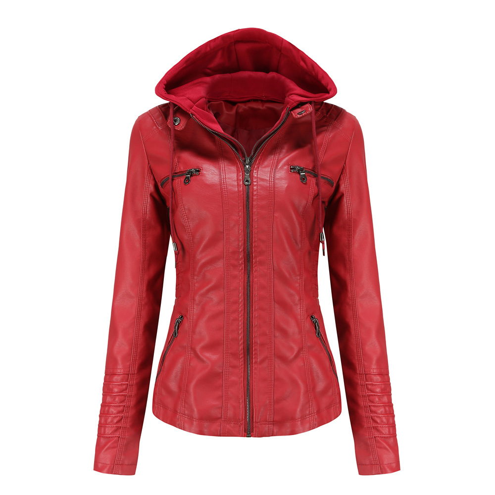 Women’s Leather Hooded Jacket Women’s Leather Hooded Jacket - Image 6