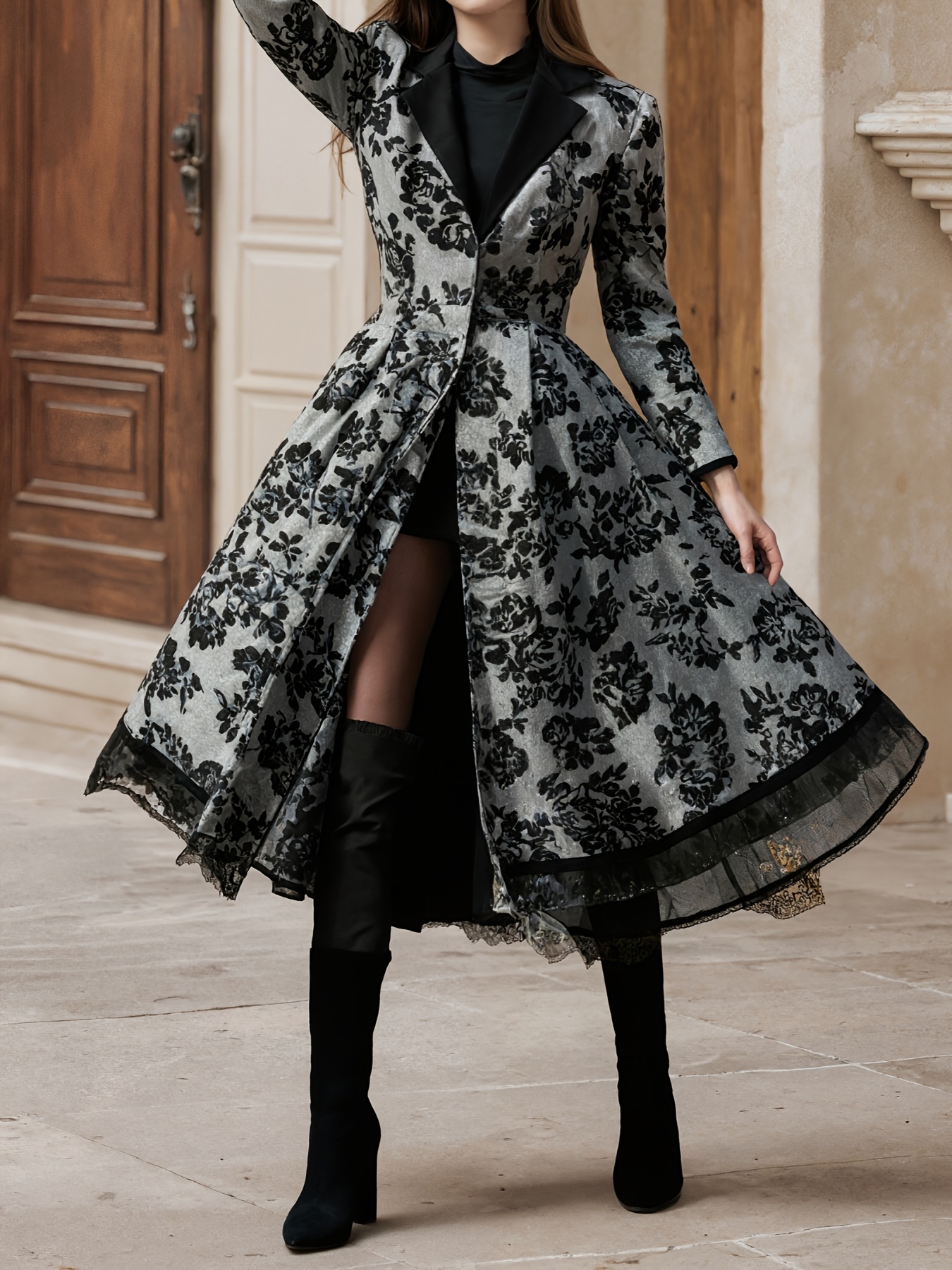 Casual midi coat dress for women with sleeves for evening Casual midi coat dress for women with sleeves for evening - Image 3