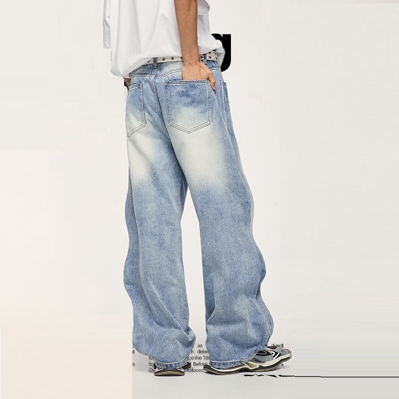 Men’s Loose Fit Washed Gradient Denim Pants Men’s Loose Fit Washed Gradient Denim Pants - Image 2