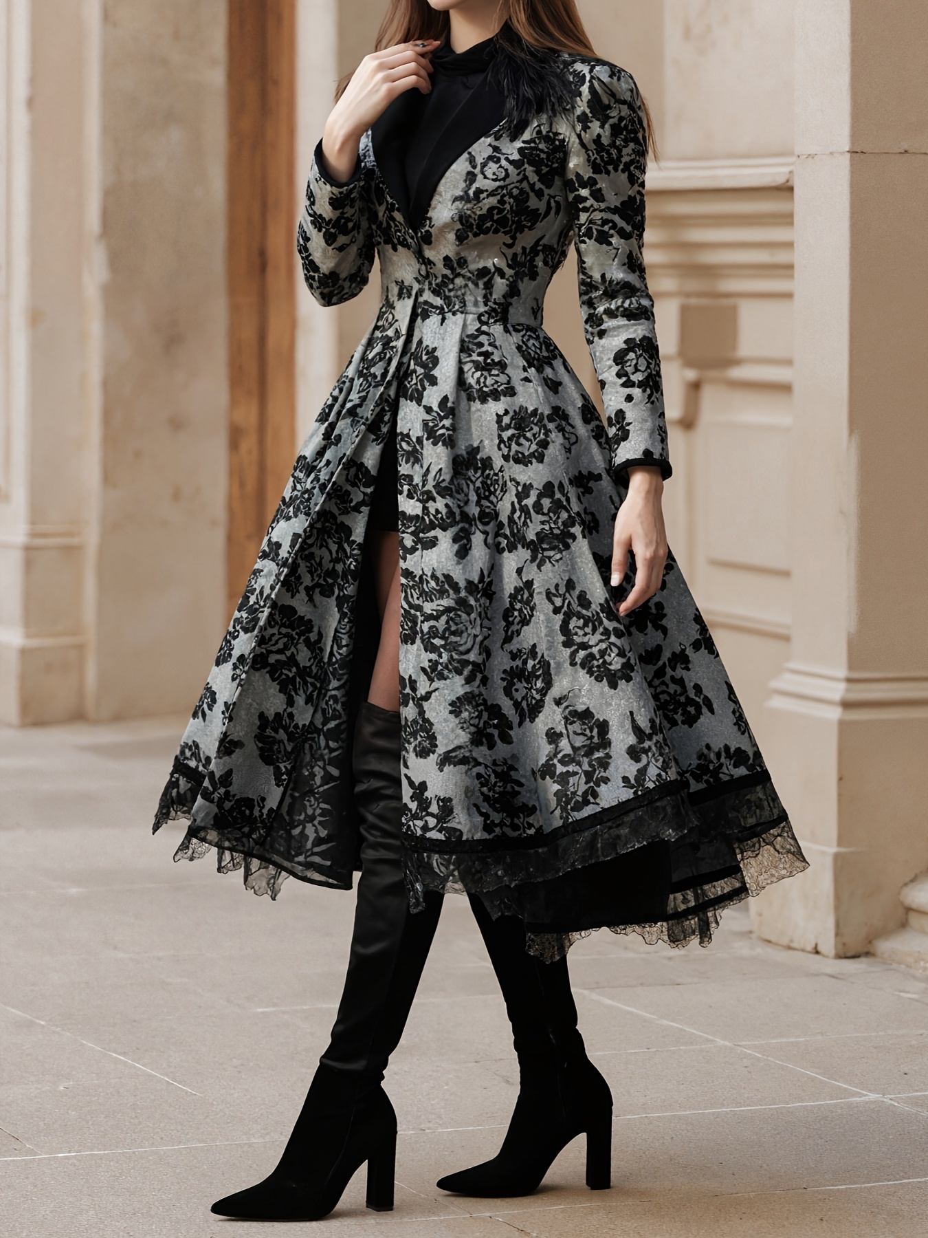 Casual midi coat dress for women with sleeves for evening Casual midi coat dress for women with sleeves for evening