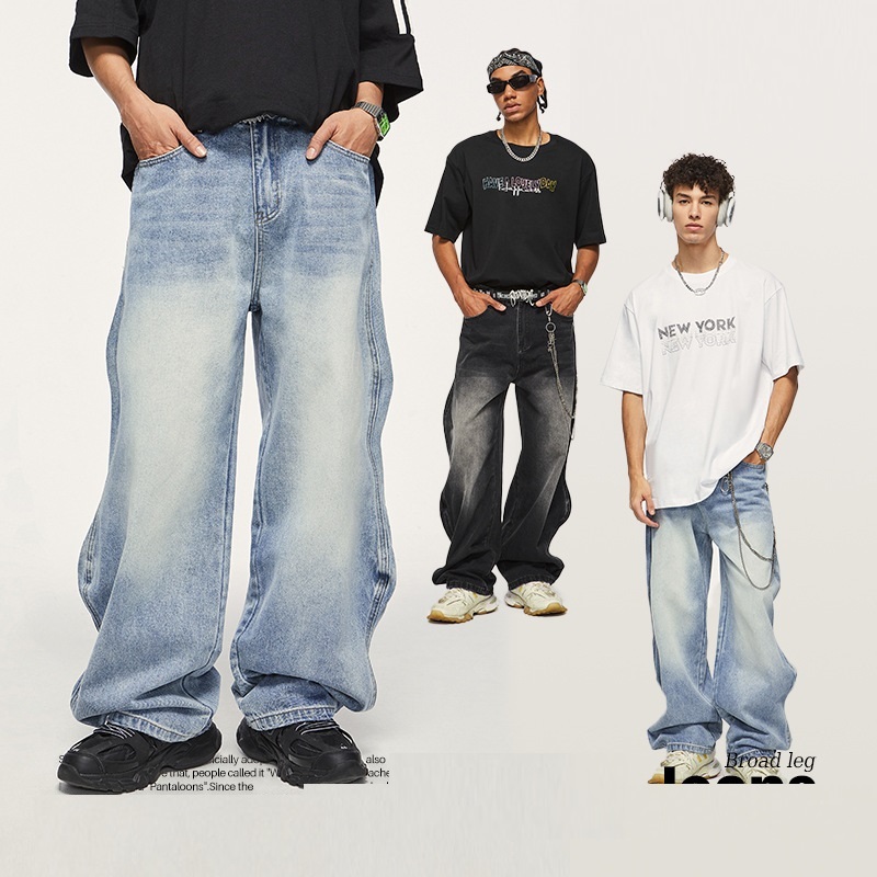 Men’s Loose Fit Washed Gradient Denim Pants Men’s Loose Fit Washed Gradient Denim Pants