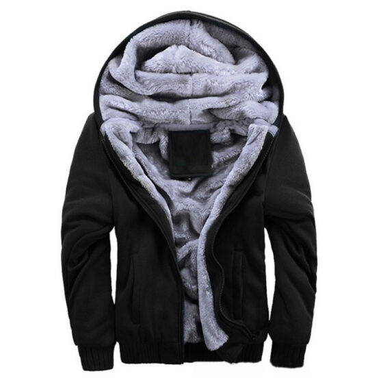 Men’s Heavyweight Sherpa-Lined Winter Hoodie – Full-Zip Relaxed Fit Thermal Fleece Jacket