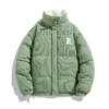 Corduroy Puffer Jacket – Oversized Loose Fit, Fleece-Lined Embroidered Winter Coat for Men & Women