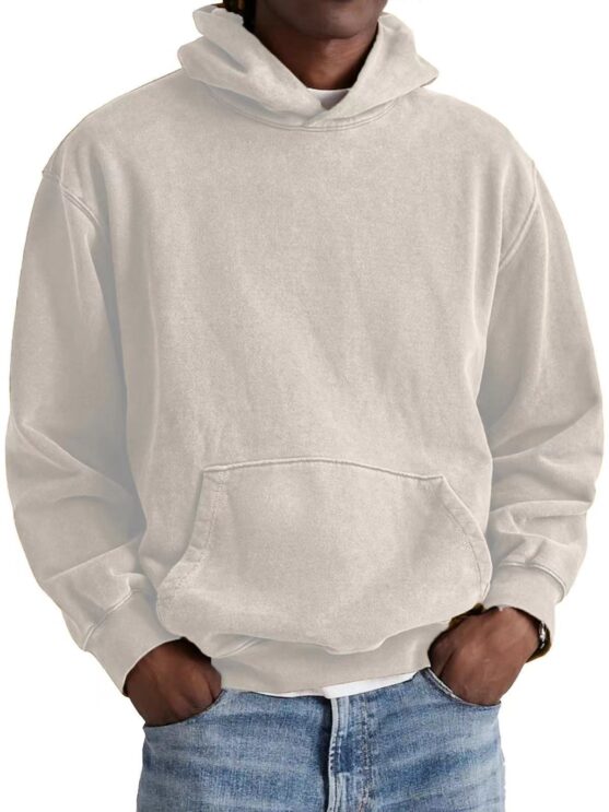 Men's Heavyweight Loose Fit Hoodie – Blank Vintage Plus Size Streetwear Sweatshirt