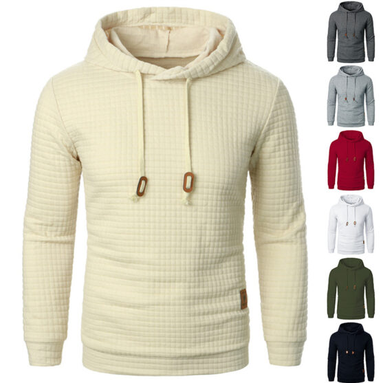 Men’s Slim Fit Waffle Knit Pullover Hoodie