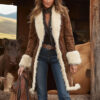 Dark Brown Penny Lane Suede Coat – Faux Fur Shearling Jacket