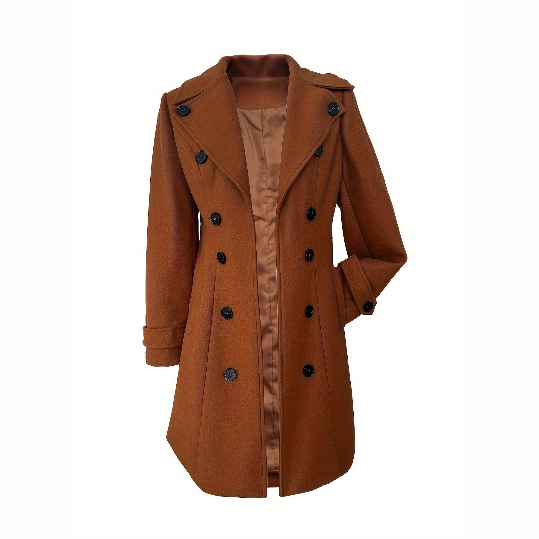 Women's Classic Camel Double Breasted Wool Winter Coat Women's Classic Camel Double Breasted Wool Winter Coat - Image 4