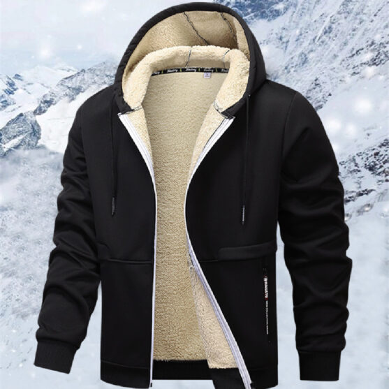 Men's Sherpa Hoodie-Lined Zip Hoodie – Warm Heavyweight Fleece (S-3XL)