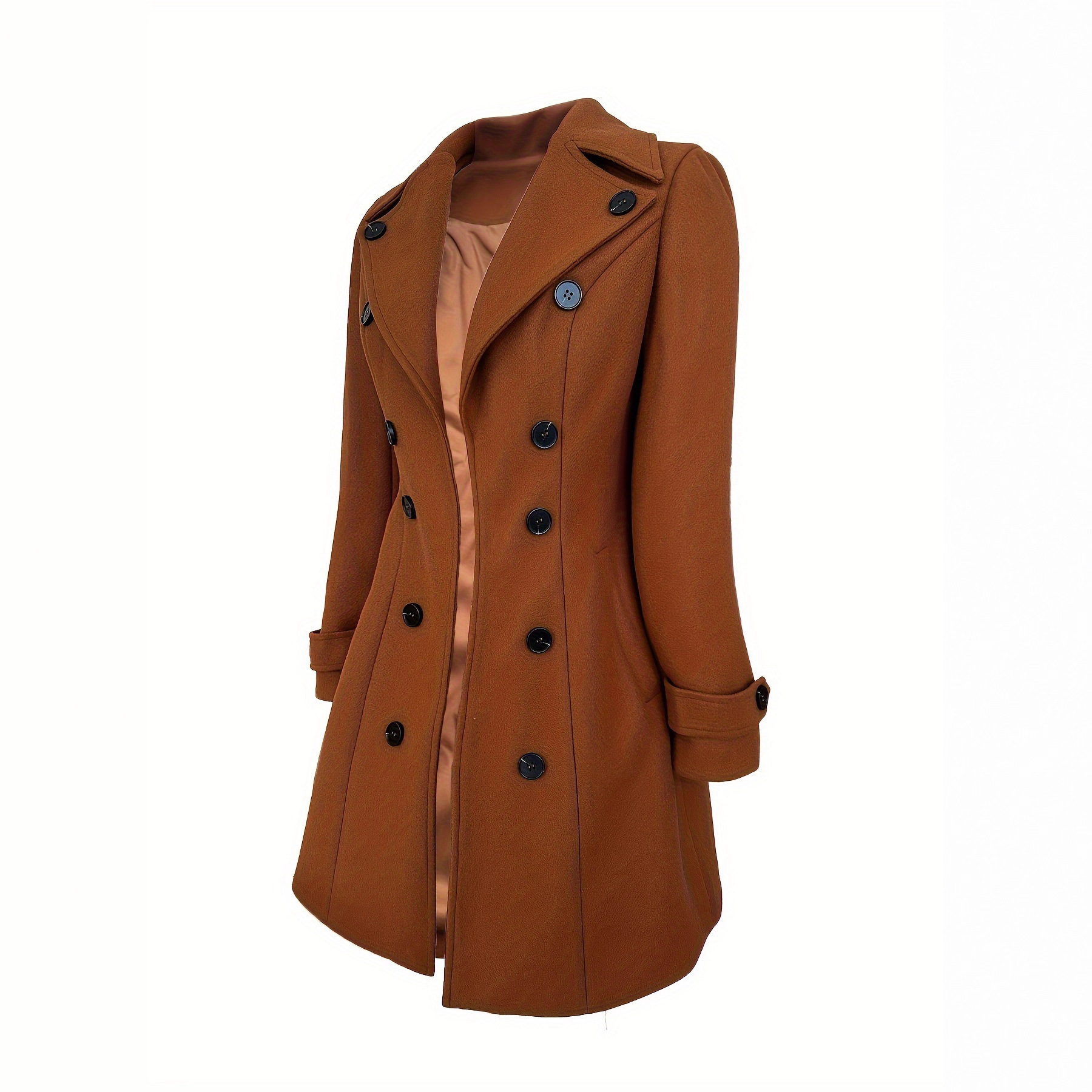 Women's Classic Camel Double Breasted Wool Winter Coat Women's Classic Camel Double Breasted Wool Winter Coat - Image 2