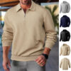 Men’s Long Sleeve Textured Pullover Shirt with Collar