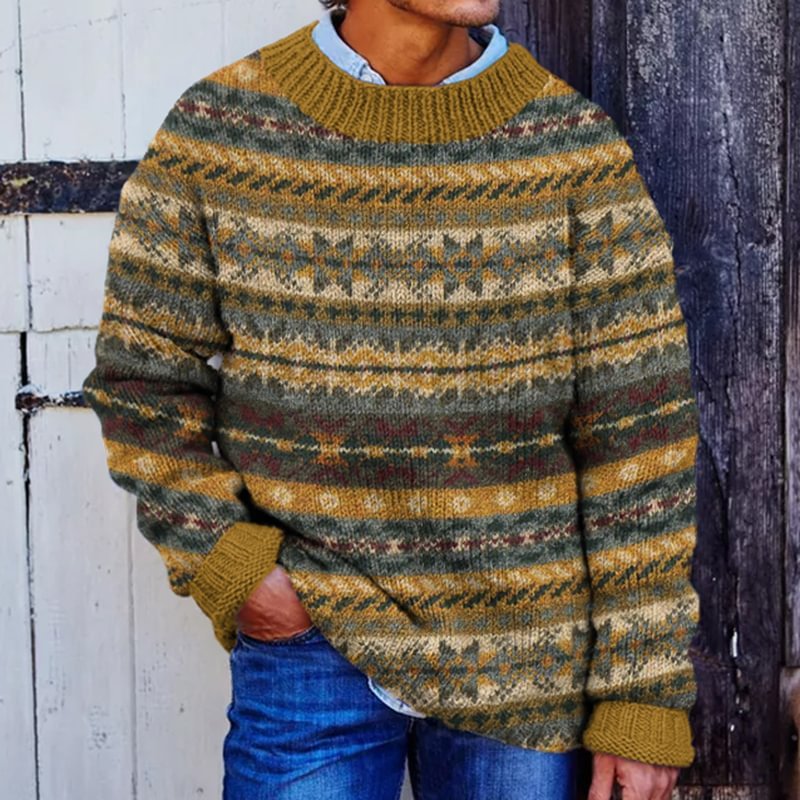 Men's Fair Isle Crewneck Pullover Sweater | Luxe Clothing Men's Fair Isle Crewneck Pullover Sweater - Image 7