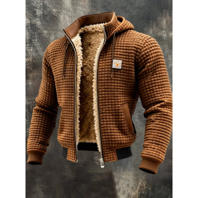 Men's Textured Sherpa-Lined Hooded Jacket - Image 9