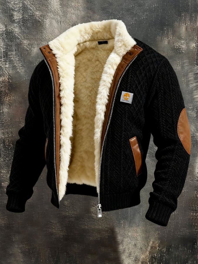 Men's Textured Sherpa-Lined Hooded Jacket - Image 2