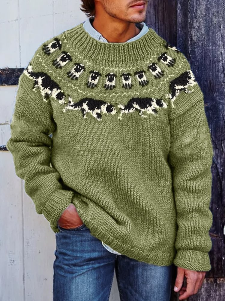 Men's Fair Isle Crewneck Pullover Sweater | Luxe Clothing Men's Fair Isle Crewneck Pullover Sweater - Image 4