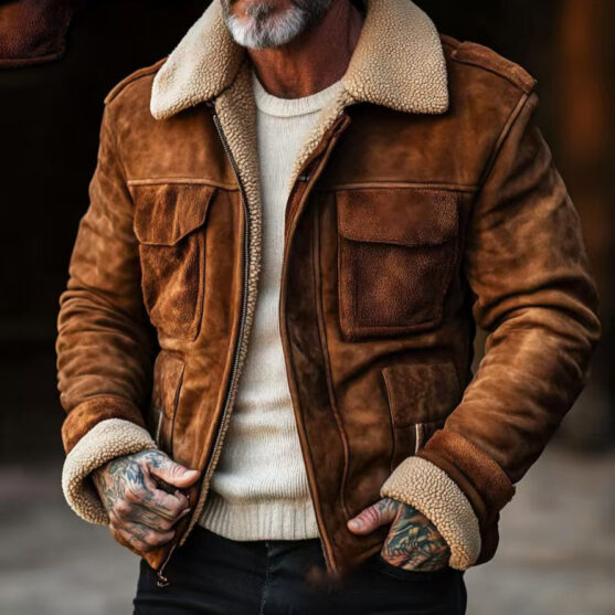 Men’s Faux Shearling Aviator Jacket