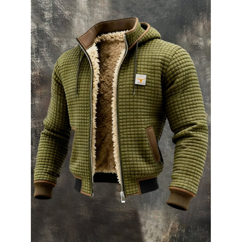 Men's Textured Sherpa-Lined Hooded Jacket - Image 5