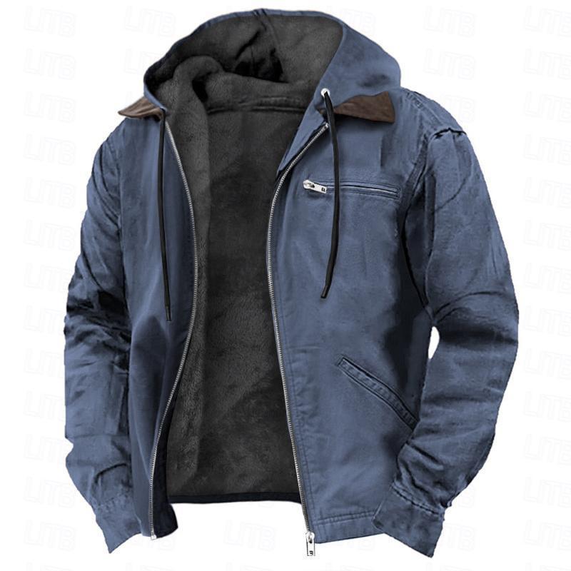 Men's Fleece-Lined Hooded Canvas Jacket | Luxe Clothing Men's Fleece-Lined Hooded Canvas Jacket - Image 2