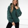 Women's Oversized Embroidered Sherpa Hoodie – Cozy Fleece Pullover