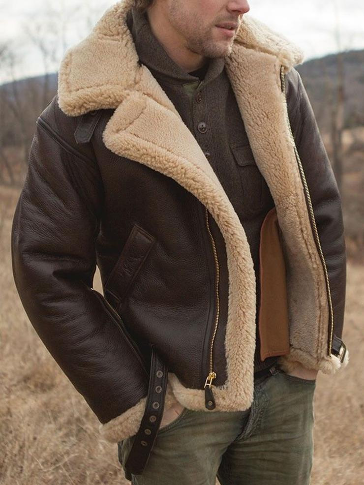 Men's B3 Bomber Jacket - Shearling Aviator Winter Jacket | Luxe Clothing Men's B3 Bomber Jacket - Shearling Aviator Winter Jacket - Image 9