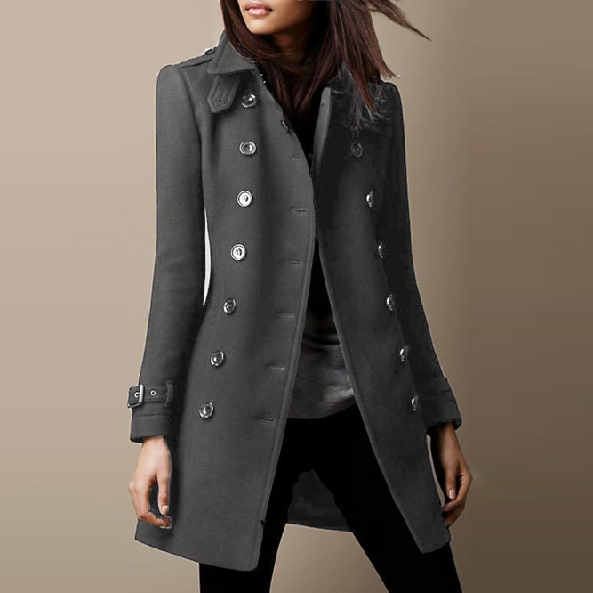 Women's Double Breasted Coat - Luxe Slim Fit Mid-Length | Luxe Clothing Women's Double Breasted Coat - Luxe Slim Fit Mid-Length - Image 7
