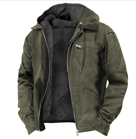 Men's Fleece-Lined Hooded Canvas Jacket | Luxe Clothing Men's Fleece-Lined Hooded Canvas Jacket - Image 8