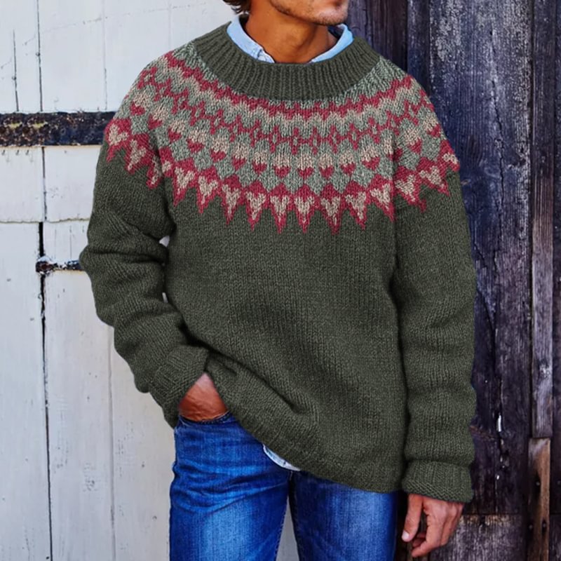 Men's Fair Isle Crewneck Pullover Sweater | Luxe Clothing Men's Fair Isle Crewneck Pullover Sweater - Image 3