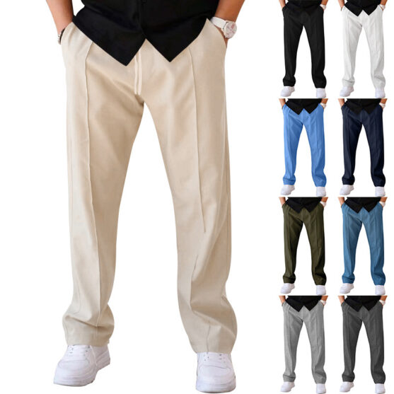 Men's Waffle Knit Straight Leg Pintuck Pants