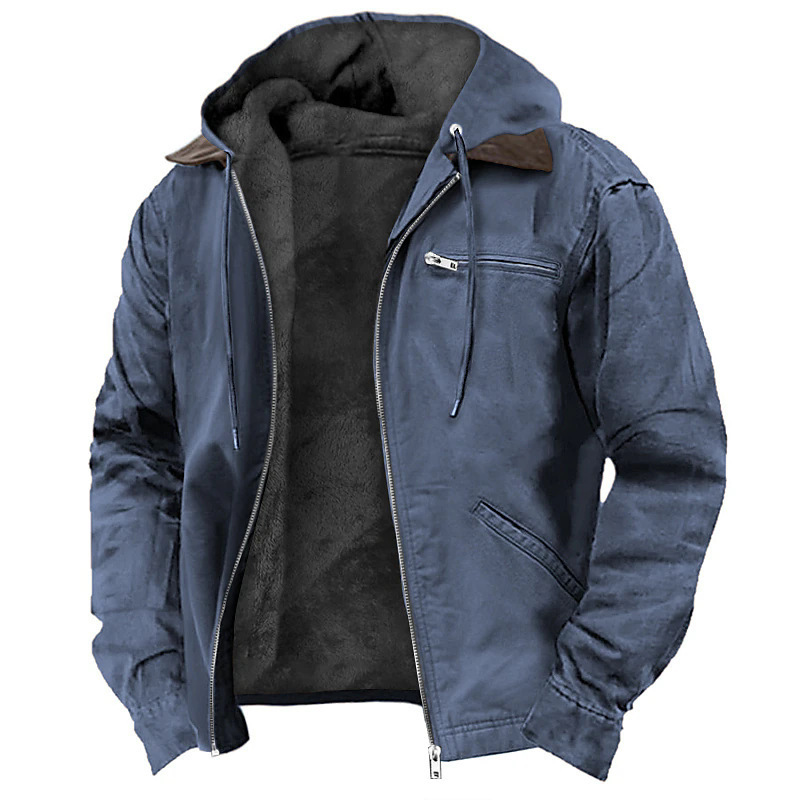Men's Fleece-Lined Hooded Canvas Jacket | Luxe Clothing Men's Fleece-Lined Hooded Canvas Jacket - Image 7