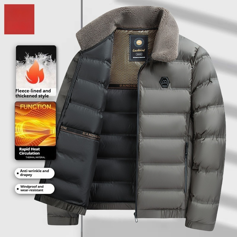 Men's Heavyweight Quilted Winter Coat - Warm Fleece Lined | Luxe Clothing Men's Heavyweight Quilted Winter Coat - Warm Fleece Lined - Image 4