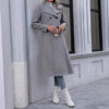 Women’s Double-Breasted Long Coat - Elegant Gray Winter Overcoat